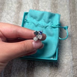 Tiffany and Co. Platinum diamond tanzanite paper flower ring size 6